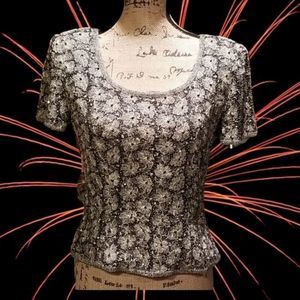 VINTAGE ADRIANNA PAPELL BEADED TOP SZ P6 EUC
